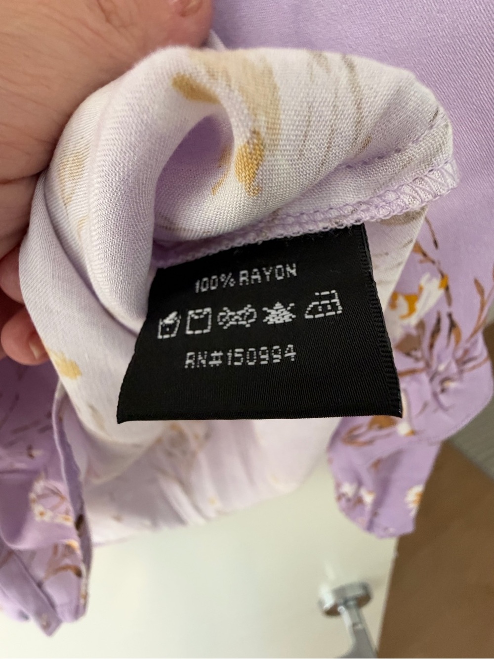 Belldini Lavender Floral Button-Front Ruffle Blouse - Picture 5 of 5